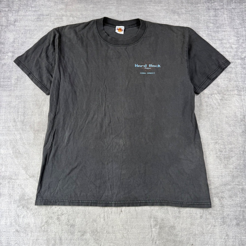 Hard Rock Cafe Shirt Men XL Black Kona Hawaii Vintage Guitar Rock Faded Grunge